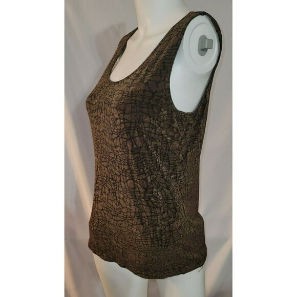 Chico's Travelers Brown Abstract Slinky Tank Top Size 1 or Small - Picture 3 of 9